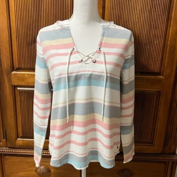 Roxy Tops - Roxy Retro Stripe View Across The Hills Lace-Front Hooded Top